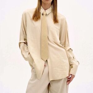 SOURCE UNKNOWN Fluid Tencel Shirt & Tie Set